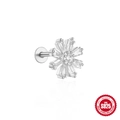 S925 sterling silver flower stud earring with sparkling cubic zirconia crystals - Flower Shape Style #6 / White Gold