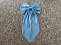 Light blue satin oversized bow hair clip with long ribbons on stone background - Light Blue