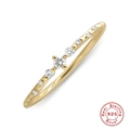 Elegant S925 sterling silver gold plated ring with sparkling pavé zircon stones - US 8 / Gold #2