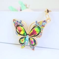 Portachiavi creativo a farfalla dorato con gemme di cristallo multicolore vivaci - Colorato