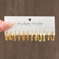 Gold 6 Pairs Set (Twisted/Chain Hoops)(HS739-9)