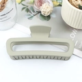 Square hollow hair claw clip in light green matte finish for elegant hair styling - Rubber Light Grey