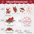 Detailed size layout of Christmas window clings with birds, flowers and snowflakes - Christmas Bird Wall Sticker / 20*30cm*4 Sheets