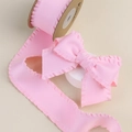 Ruban de satin rose à bordure froufrou en rouleau et nœud pour accessoires mode - 2,5 CM (10 Yards/Rouleau) / Rose Sakura
