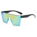 Fashion shield sunglasses with oversized colorful mirrored lens and sleek black frame - C08 Gold Mirror