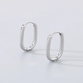 Minimalist silver oval hoop earrings for men and women made of durable titanium steel - Steel Color (KE116541-GC)