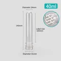 Clear 40ml PET storage test tube with silver aluminum screw cap for candy and bath salts - 40ml Tube + Al Cap + Pressure Pad