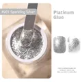 Esmalte de uñas en gel plateado reflectante con destellos de platino de alta densidad - Plata Brillante