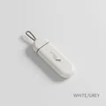 Portable medicine storage box in white and grey pill shape with convenient lanyard - U222 Grey Capsule Style