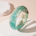 Detail of vintage acrylic bangle with marble texture on white decorative stone - Blue Faceted Bangle (87#)