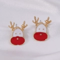 Golden reindeer Christmas studs with red and white enamel finish for holiday gifting - Reindeer Head 3