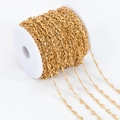 Carrete de cadena con forma de corazón en acero inoxidable dorado para joyas - 1 Metro/Paquete / Dorado