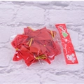 Set of 12 red satin Christmas bows with gold ties for holiday gift wrapping and decor - 12Pcs (Without Card) / Red