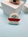 Soft white marshmallow air cushion puff with cute ghost face and red scarf detail - Ghost 7 (Red Band Wink)