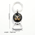 Metal bottle opener keychain with butterfly and letter X design, measuring 8.3cm in length - Letter X