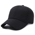 Gorra de béisbol negra transpirable con ventilación láser y tela de secado rápido - Ajustable / Negro