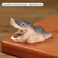 Nordic resin crocodile tea pet figurine with textured gray and brown finish - Crocodile Big Mouth