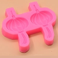 Pink silicone mold featuring dual Chinese lantern designs for DIY cake decorating - 2-Cavity Lantern Style