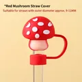 Reusable red mushroom silicone straw cover cap for 9-11mm diameter straws - Red Mushroom (For 10mm Straws)