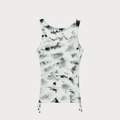 Tie-dye ribbed sports tank top with side drawstrings and cross logo in black and white - XS / Phantom Black White Tie Dye