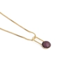 Golden padlock necklace with zircon red crystal pendant and delicate box chain jewelry - Gold/Red