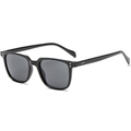 Gafas de sol negras cuadradas clásicas con remaches metálicos en un diseño retro moderno - Lente gris / Negro Brillante