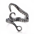 Vintage silver punk octopus claw ring with adjustable open band and gothic oxidised finish - Octopus Tentacle 1