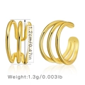 Detailed dimensions of bohemian triple layer gold ear cuff showing height and weight specs - Multi-layer Hollow Ring Ear Cuff (KE0034)