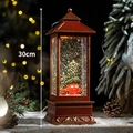 30cm vintage red Christmas snow globe lantern with miniature truck and tree - Large Classic Red Car and Tree / Height 30cm