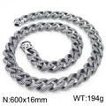 Collana a catena cubana retrò in acciaio al titanio anticato con maglie intrecciate da 16mm - Collana Color Acciaio Retrò (KN282027-KJX)