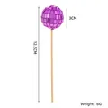 Purple disco mirror ball cake topper with wooden stick, size 12.5cm by 3cm for party decor - 3cm with Wooden Stick / Purple
