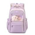Paarse nylon schoolrugzak met transparant voorvak en ster pluche hanger decoratie - Paars