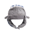 Winter-Uschanka mit blau-weißem Karomuster und warmem grauem Lammfellimitat-Futter - Blau Kariert - Tschapka Hut