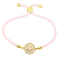 Adjustable pink cord bracelet featuring a gold star pendant with micro-pave zircon crystals - Pink