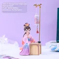 Traditional Chinese lady night light figurine in pink and purple resin finish - Chess Playing Maiden Night Light