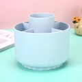 Rotating desktop organizer with multi-compartments in light blue for pens and brushes - Light Blue