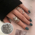 Silberne Ringe im Liquid-Metal-Lava-Stil im 2er-Set mit hochglänzendem Finish - Einstellbar Offen / Flüssigmetall Lava 2-Teiliges Set (JZ9362)