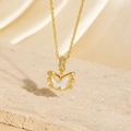 Gold-plated butterfly necklace with sparkling zircon edges and colorful opal wings - BXL0256-6 Iridescent Butterfly