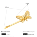 Gold stainless steel butterfly hair clip with hollow design, size 69mm x 32mm - Fine Butterfly Style (NB-H1009) / 18K Gold / Gold