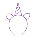 Line art illustration of a spiral unicorn horn and ears on a slim purple headband - Luminous Unicorn / Purple