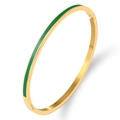 Minimalist 3mm gold-plated titanium steel bangle with vibrant green enamel inlay - 3mm / Gold Dark Green
