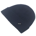 Navy blue winter knitted beanie with SPORT label, thick ribbed wool cuff hat for men and women - Adjustable / Navy Blue