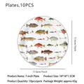 Fishing party supplies 7-inch paper plates with realistic fish illustrations set of 10 - 7 Inch Plates 10PCS
