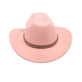 Pink western cowboy hat in wool felt with rhinestone band and classic dented crown - Pink