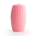 Pink silicone face ice roller for puffiness relief and skin calming massage - Striped Pattern - Pink