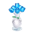 Exquisite crystal vase ornament with blue rose flowers for elegant home decor - 7 Blue Roses with Vase