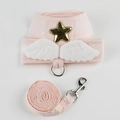 Harnais pour chat rose avec ailes d'ange blanches et détails d'étoiles dorées - S / Rose