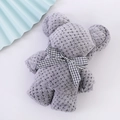 Gray coral fleece towel bear with black and white plaid bow gift for weddings - Grey Plaid (35*75)