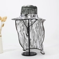 Cappello da sole mimetico con protezione per il collo e rete traspirante nero grigio - Taglia Unica 58cm / Mimetico Grigio e Bianco