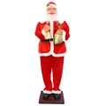 Père Noël de 1,8m dansant et chantant avec sac doré et base à capteur de mouvement - Père Noël avec Sac de Cadeaux 1,8m